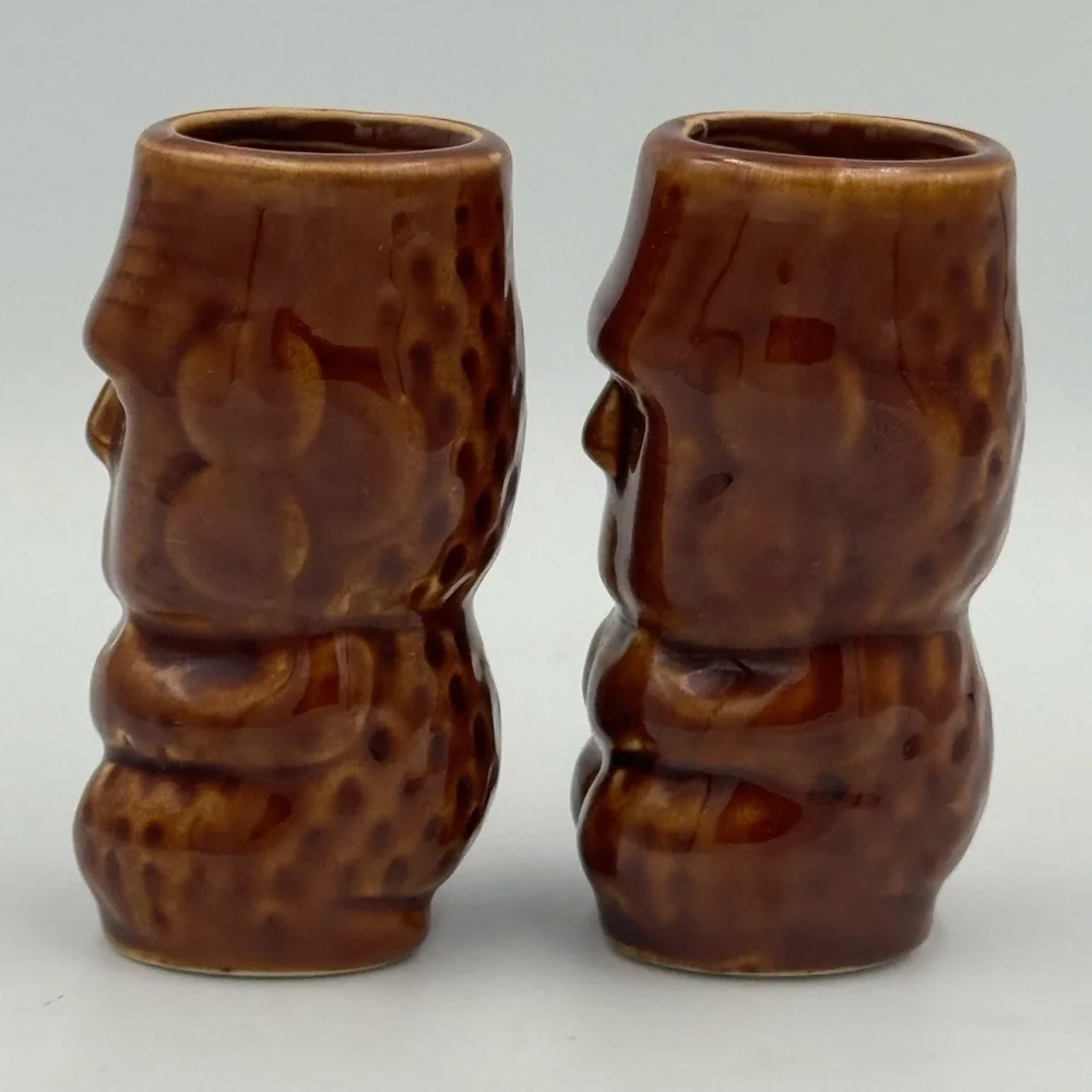 Pair of Maori Tiki Mug Shot Glasses